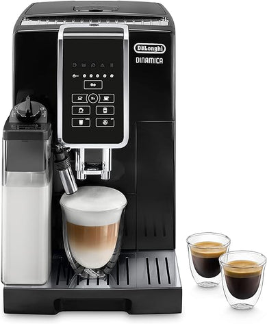 De’Longhi Dinamica Fully-Automatic Whole Bean Coffee Machine Cappuccino Espresso Model is ECAM 35050B in Black Color