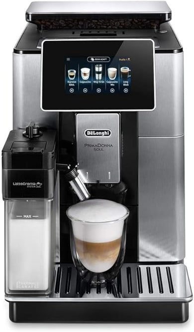 De’Longhi Prima Donna Soul Fully Automatic Bean To Cup Coffee Machine Model is ECAM61075MB  in Metalic and Black color.